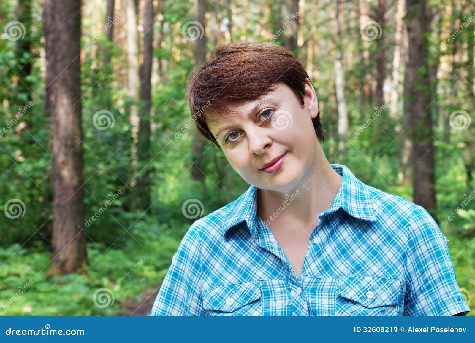 Portrait of a Woman in the Pine Forest Stock Image - Image of person ...