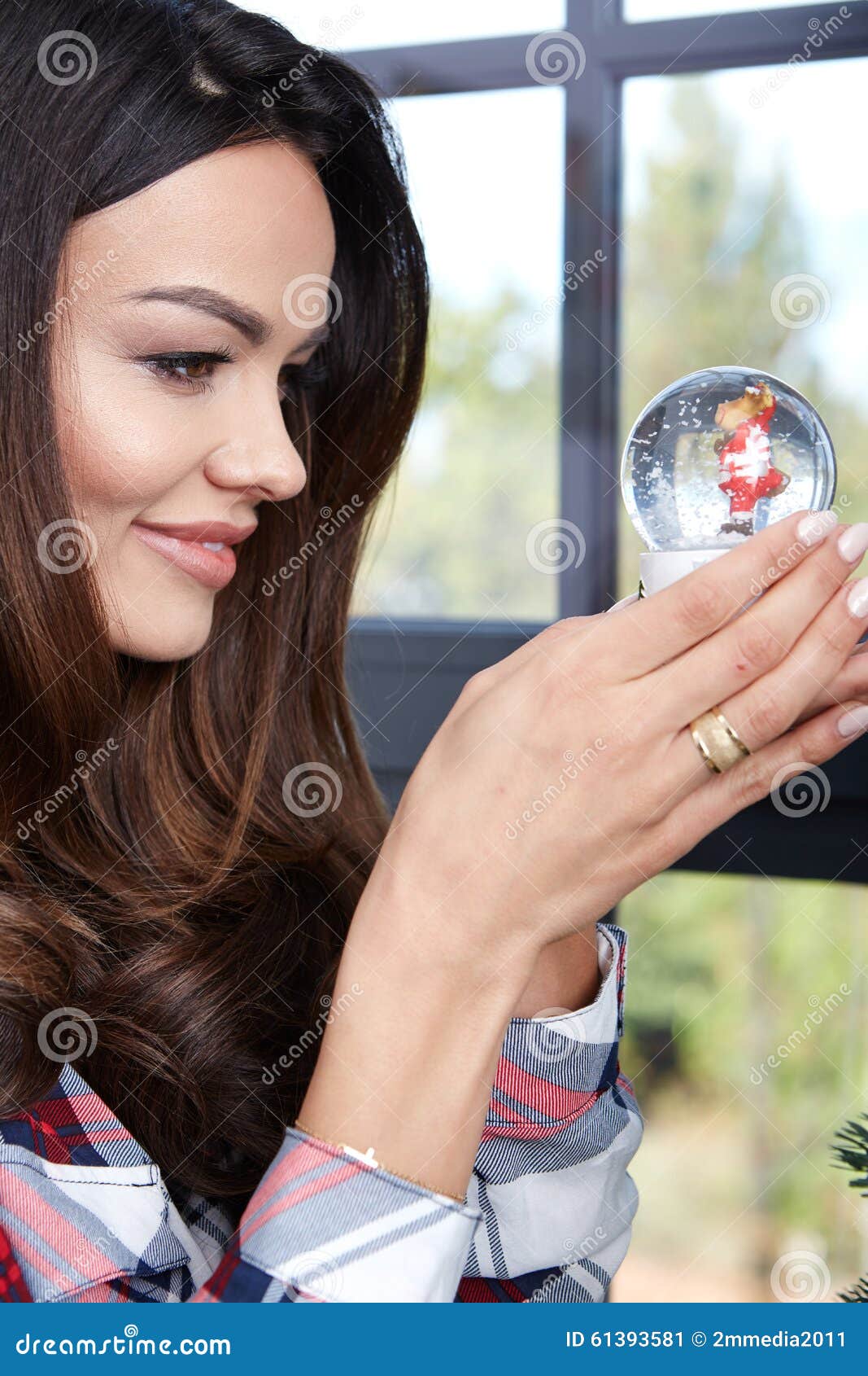 Portrait Woman with a Snow Globe. Stock Image Image of decoration