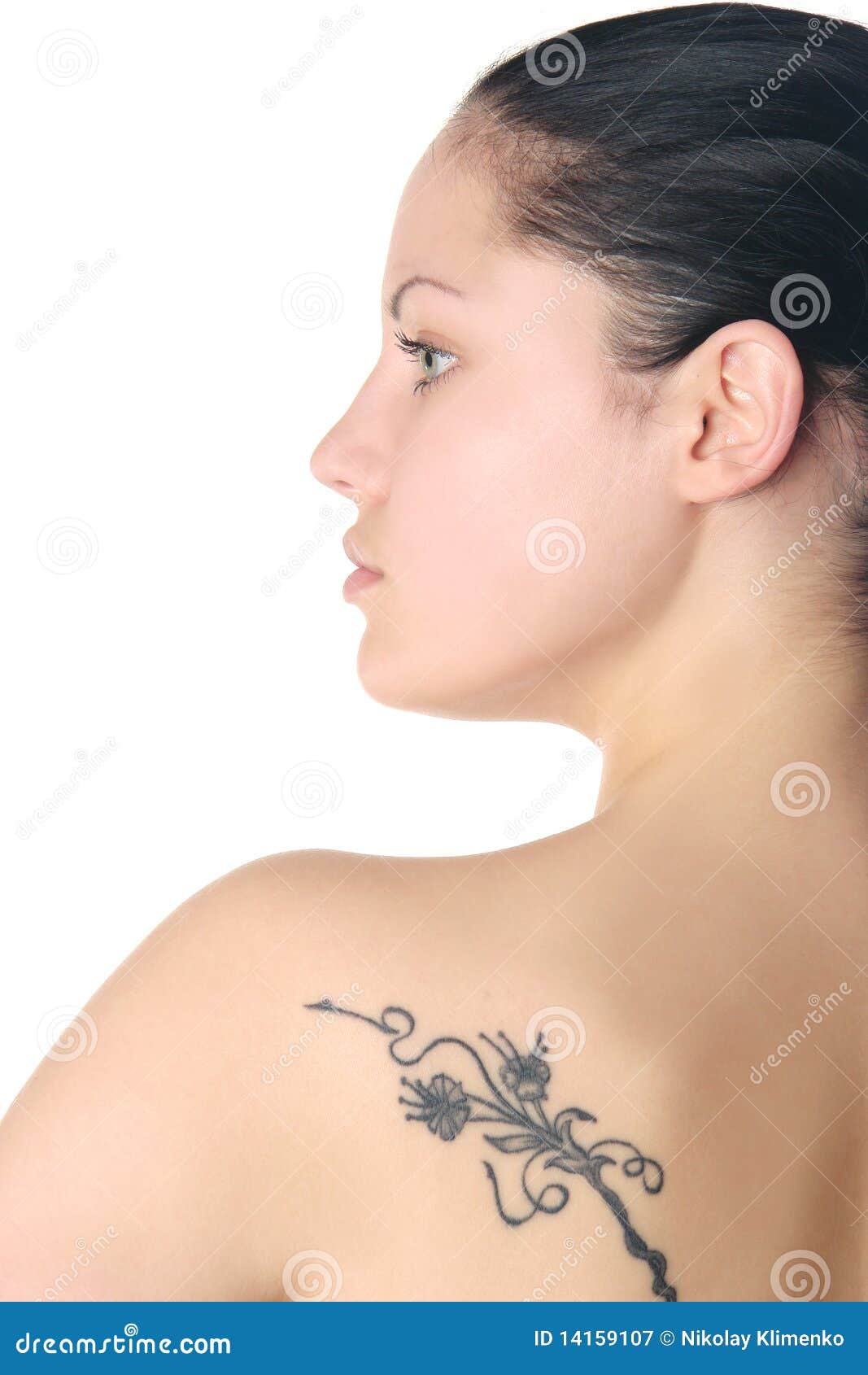 Portrait woman with tattoo stock image. Image of figure - 14159107