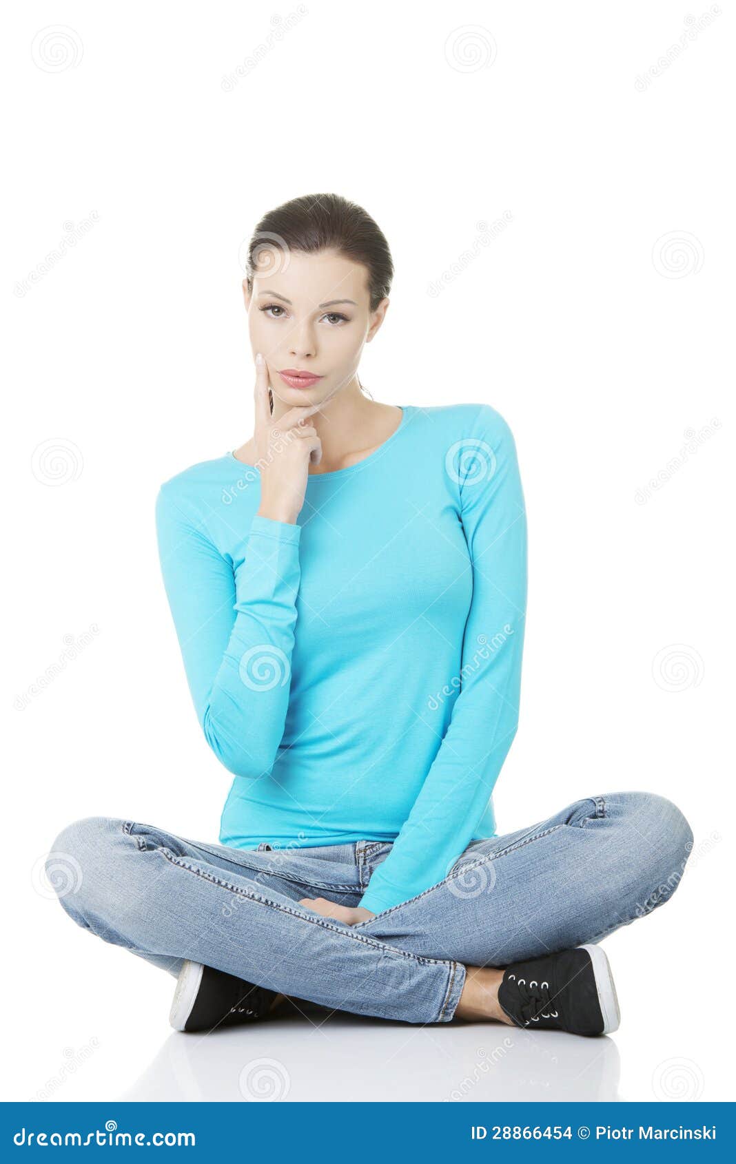 Portrait Of A Woman Thinking Stock Photo Image Of Idea Beautiful