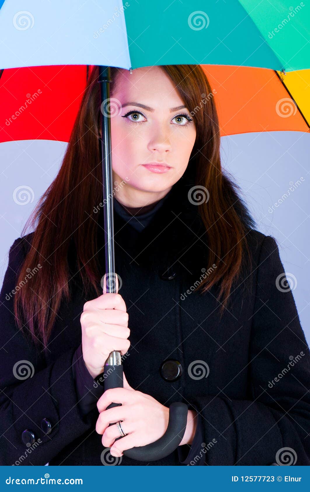 Portrait of Woman with Umbrella Stock Image Image of face,