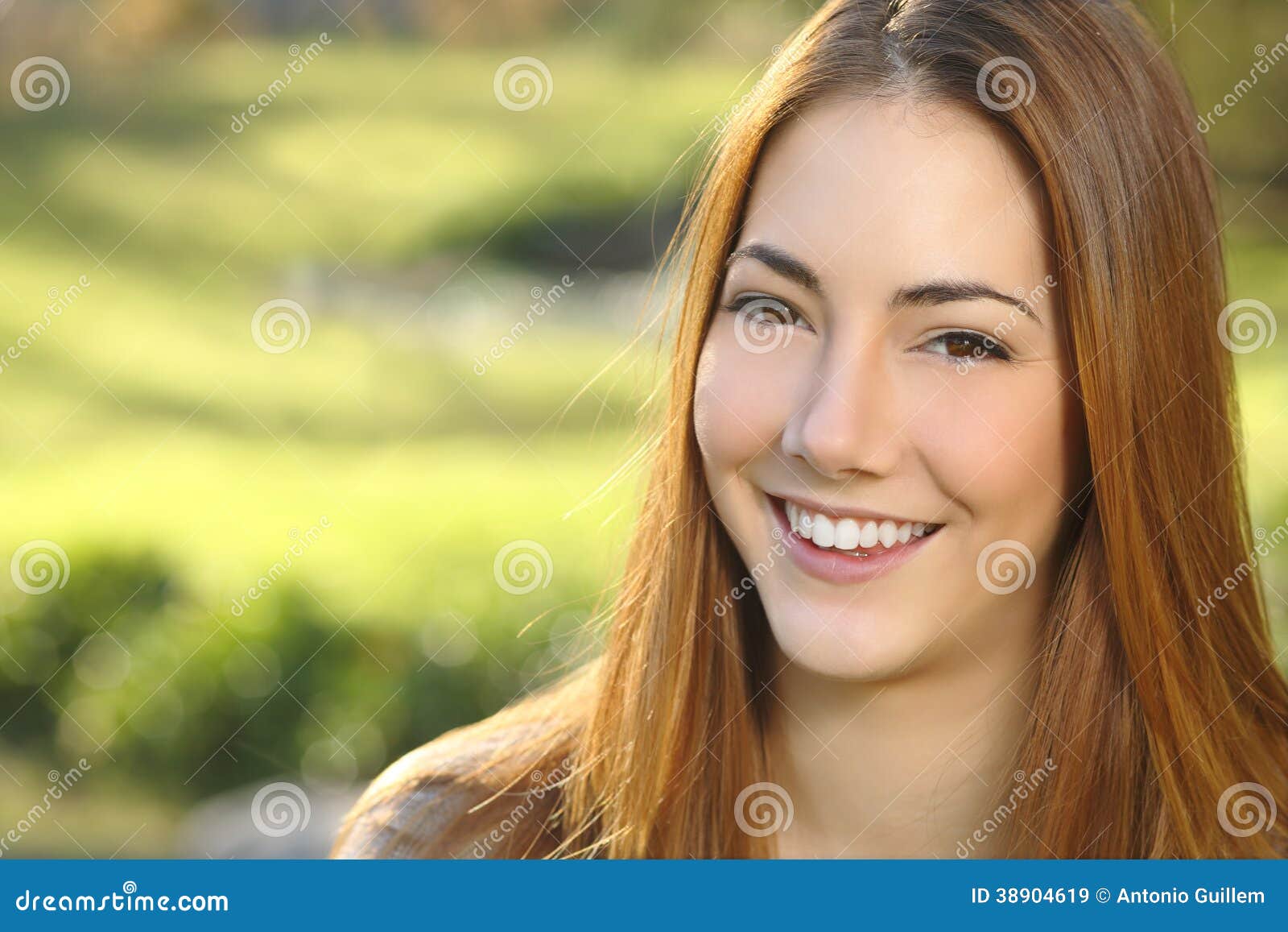 portrait of a woman white smile dental care