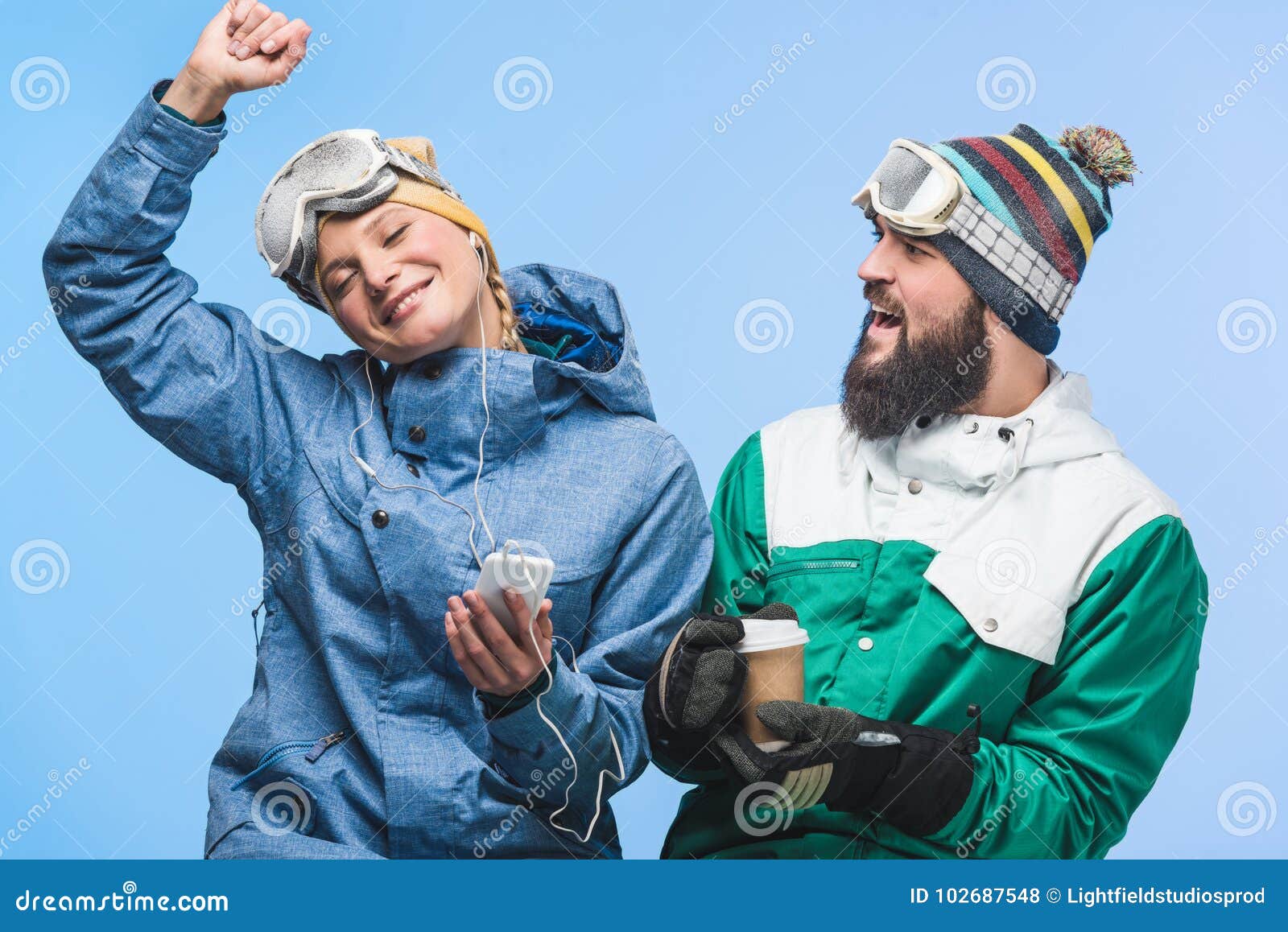 Young Couple in Snowboarding Clothing Stock Photo - Image of beautiful ...