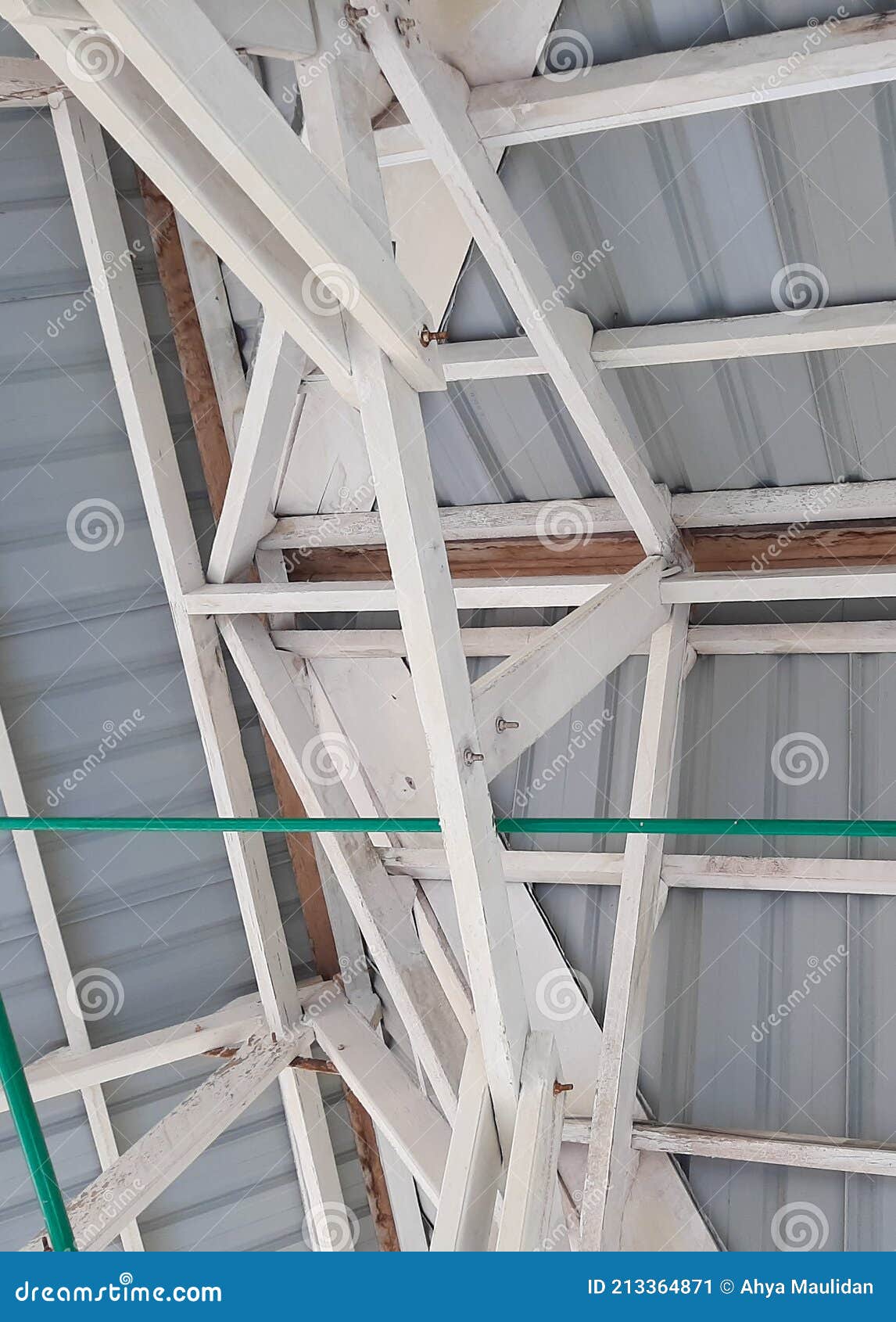Portrait of a Wooden Chain of a Solid Roof, on a Building Stock Image