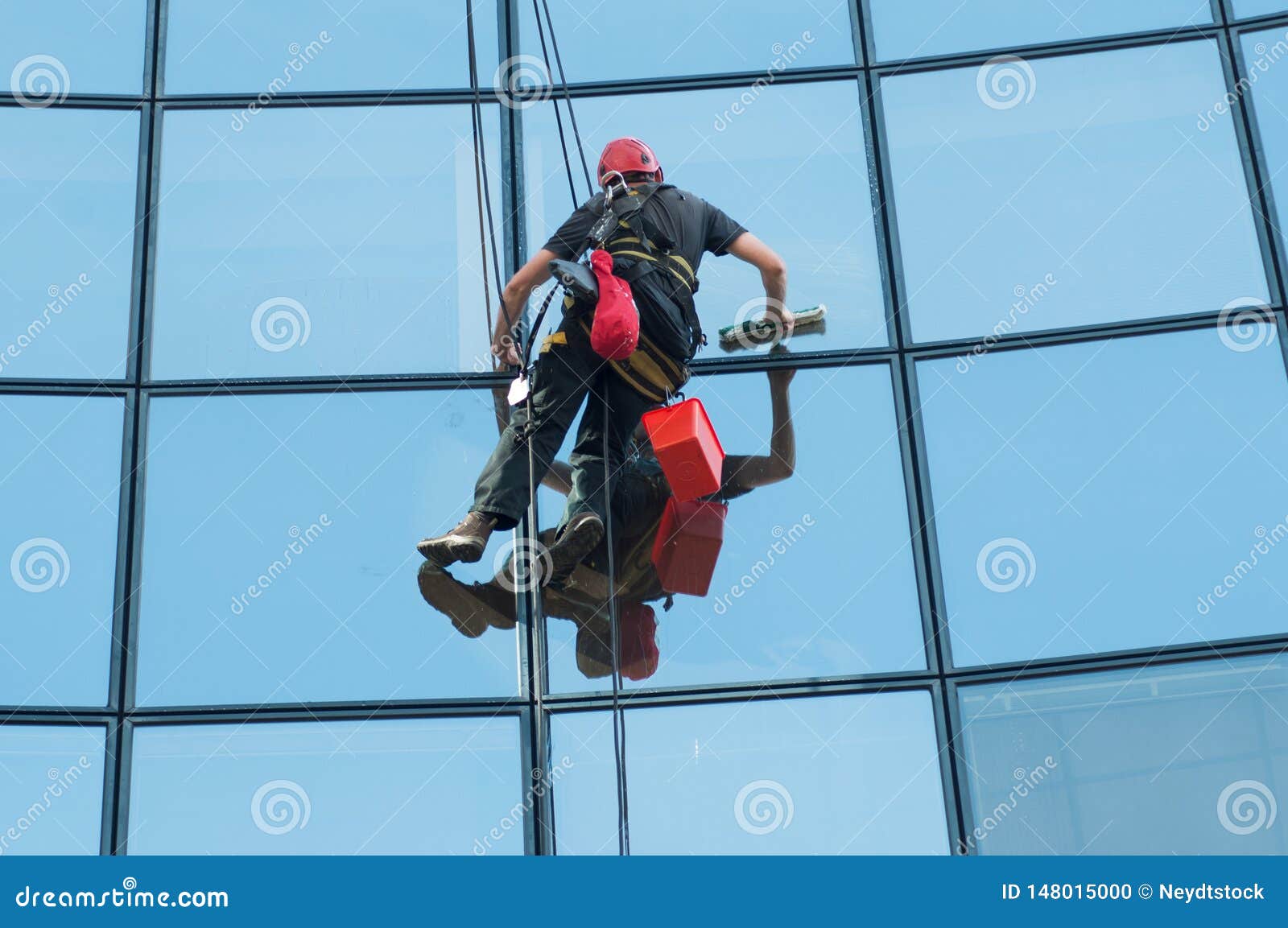 Worker Washing Windows of the Modern Building Editorial Image Image of maintenance, building