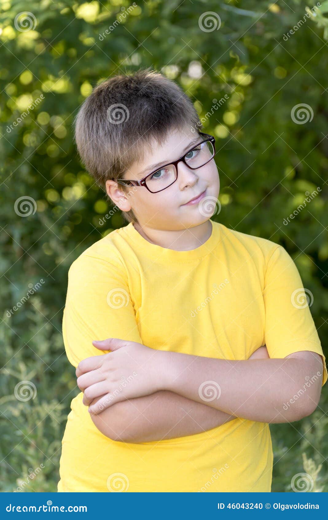 Portrait of 10yearold Boy in Park Stock Photo Image of young, outside 46043240