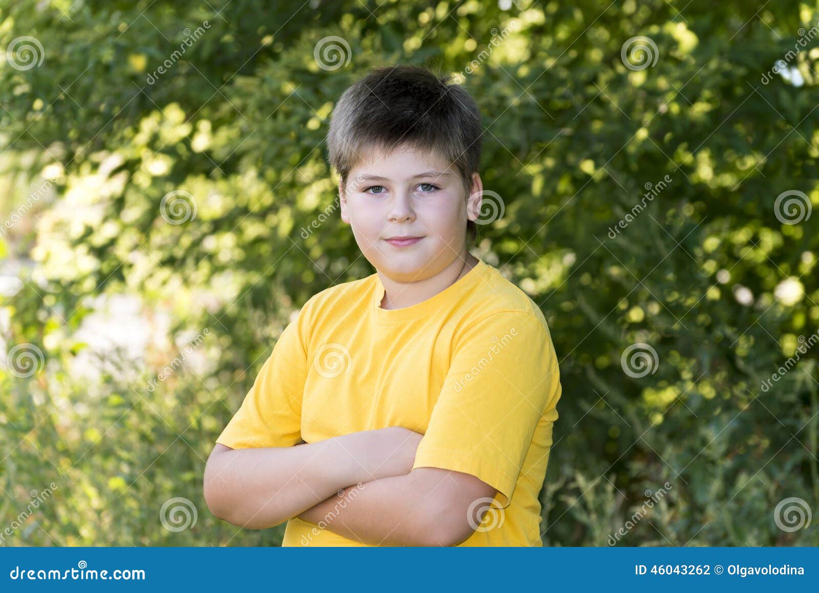 Portrait of 10yearold Boy in Park Stock Photo Image of park