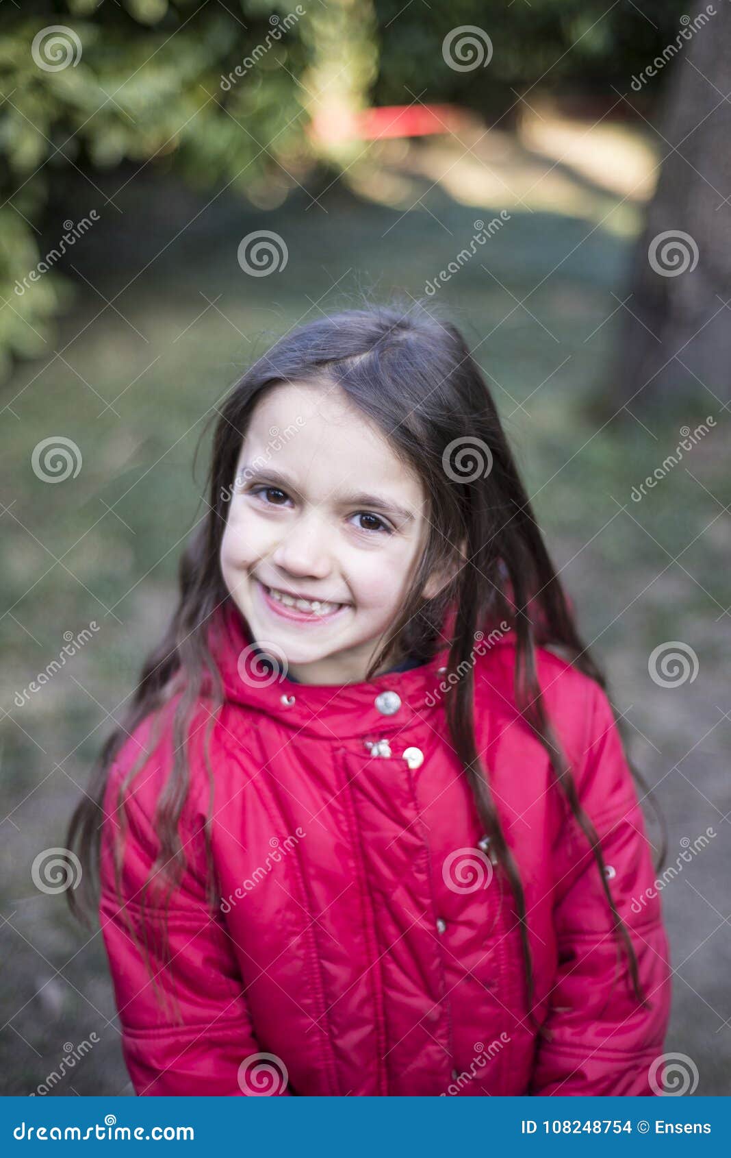 Portrait of a Little Girl of 7 Years on the Outside Stock Photo - Image ...