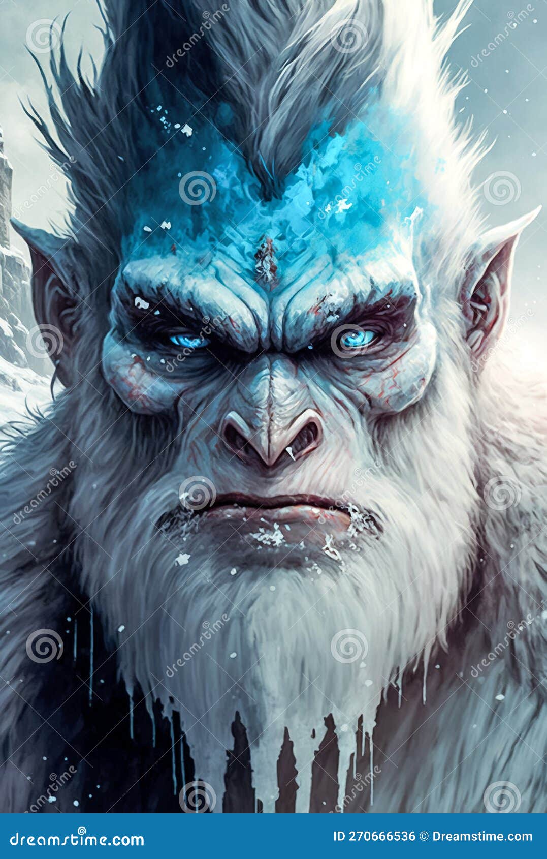 Anthropomorphic Portrait A Mini Yeti Mount Everest. Generative AI