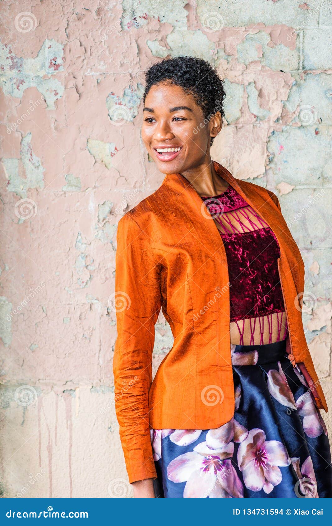 Portrait Of Young African American Woman In New York City Stock