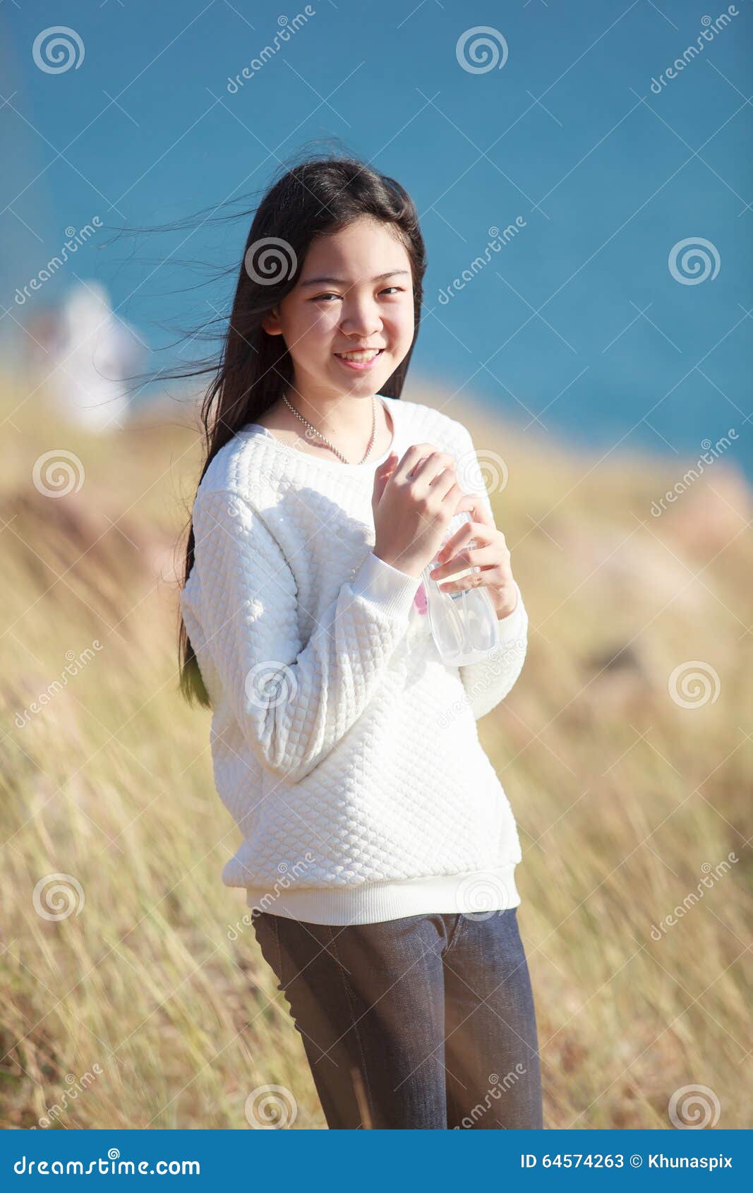 Portrait of Young Asian Girl Smiling Face Happiness Emotion Wit Stock ...