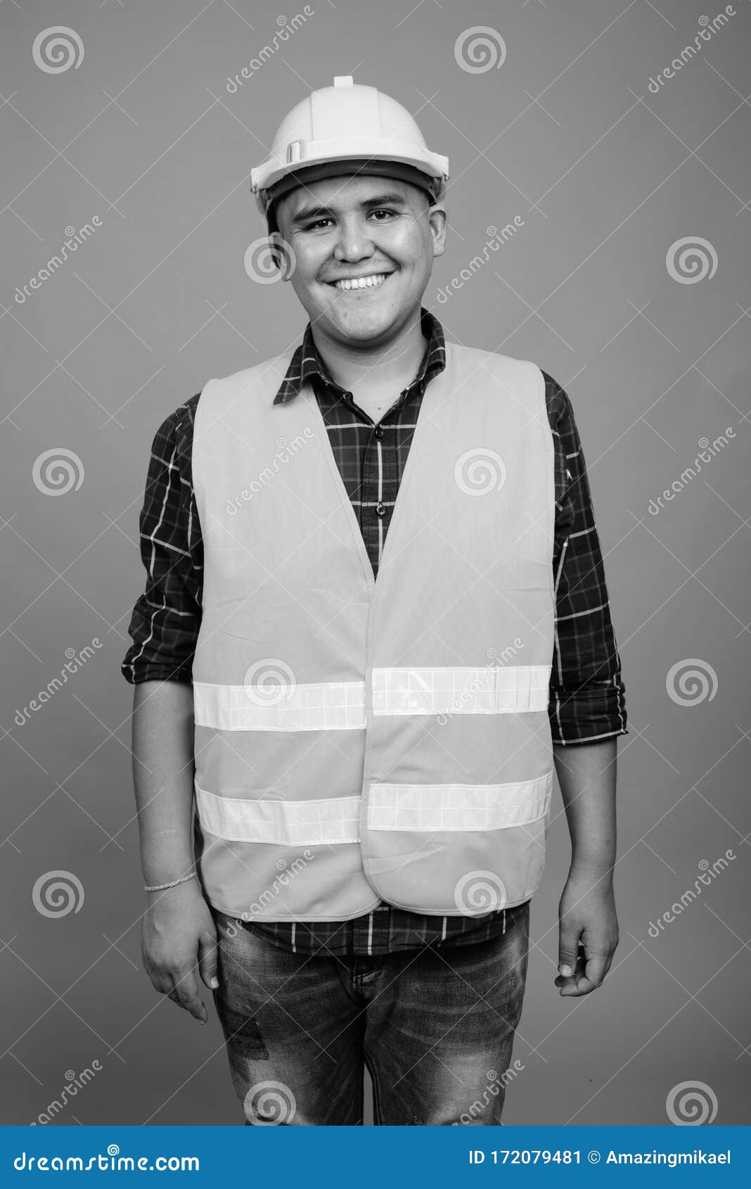 Portrait of Young Asian Man Construction Worker Stock Image - Image of ...