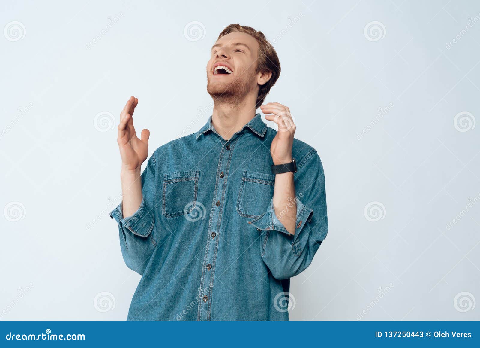 Portrait of Young Attractive Bearded Guy Laughing Stock Image - Image ...