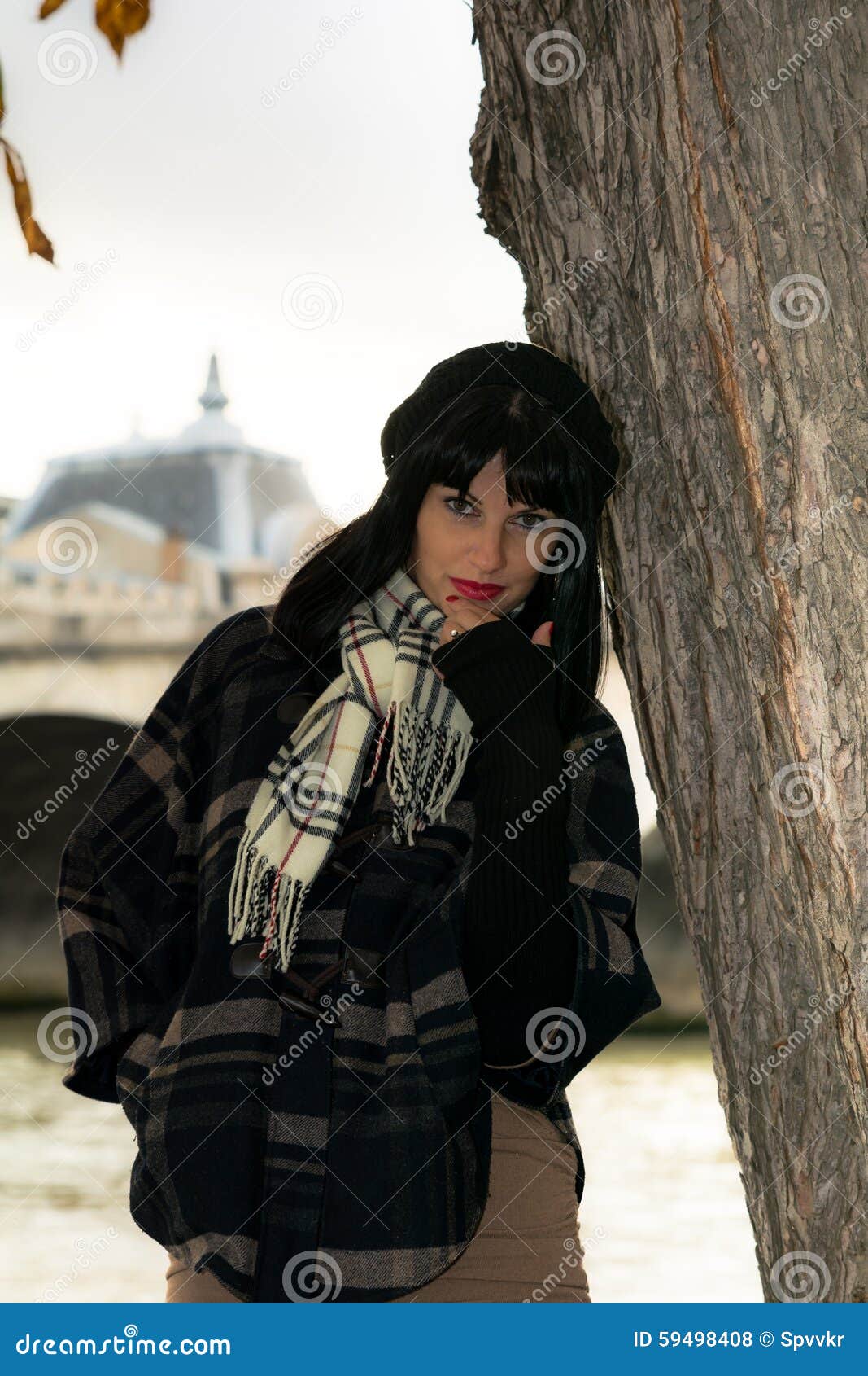 Portrait of Young Attractive Brunette on Vacation in Paris Franc Stock ...