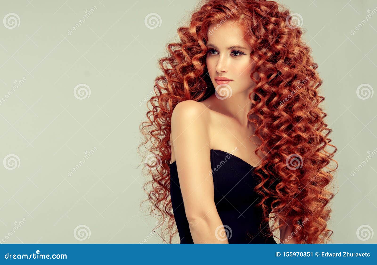 Portrait of Young, Attractive Young Model with Incredible Dense, Long, Curly  Red  Hair. Stock Image - Image of gloss, care: 155970351