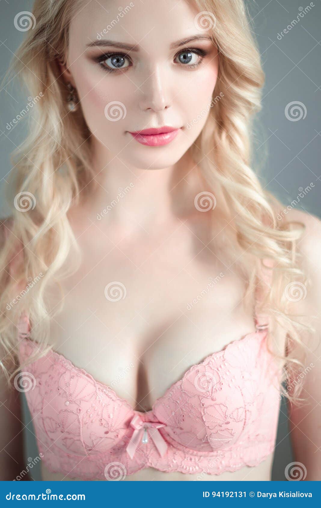 Blonde girl in bra
