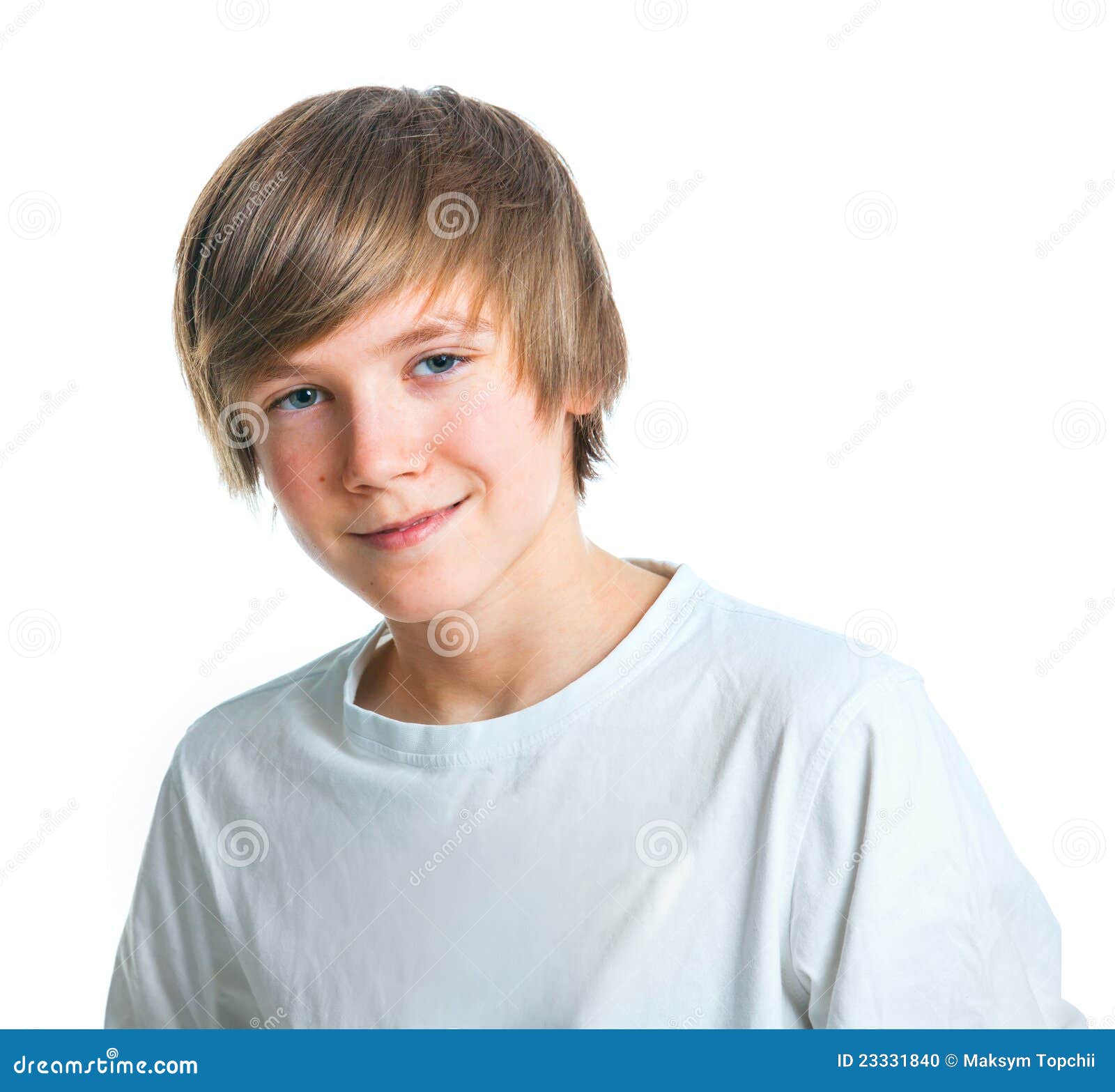 Portrait Of Young Beautiful Boy In White Stock Photo ...