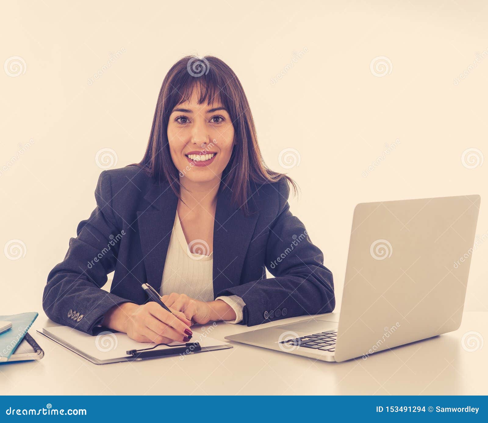 Portrait Of A Young Beautiful Business Woman Happy And Confident