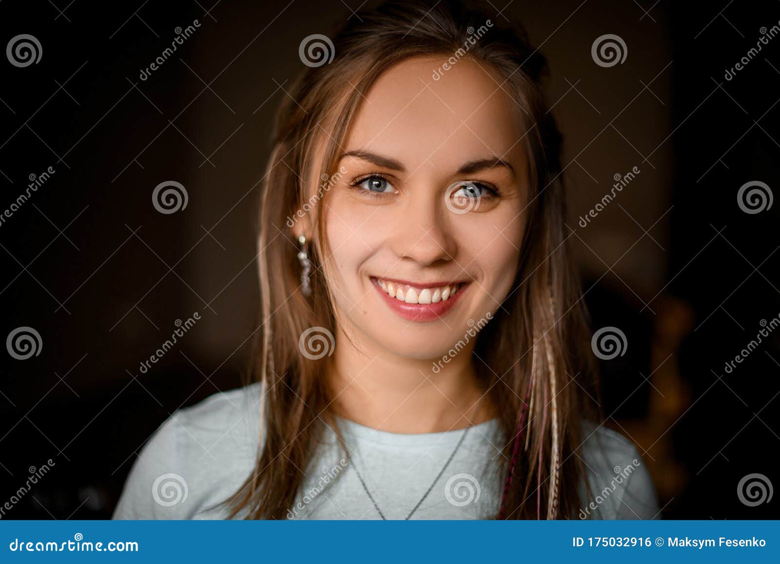 Portrait Of Young Beautiful Girl With Blue Eyes And Light Brown Hair Stock Photo Image Of Adorable Beautiful 175032916