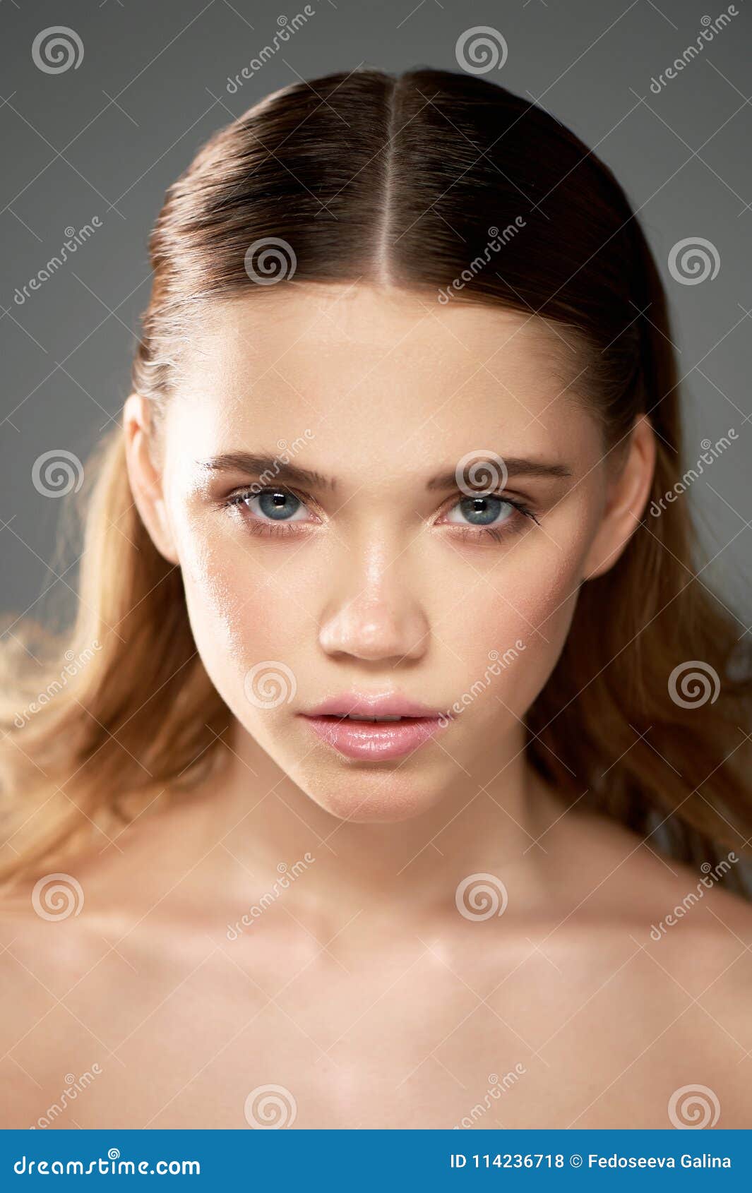 Portrait of Young Beautiful Girl in Studio, with Professional Makeup ...