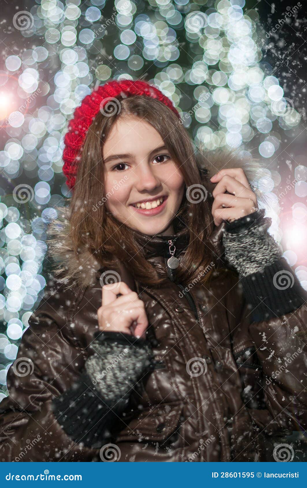 Portrait of Young Beautiful Girl in Winter Style Stock Image - Image of ...