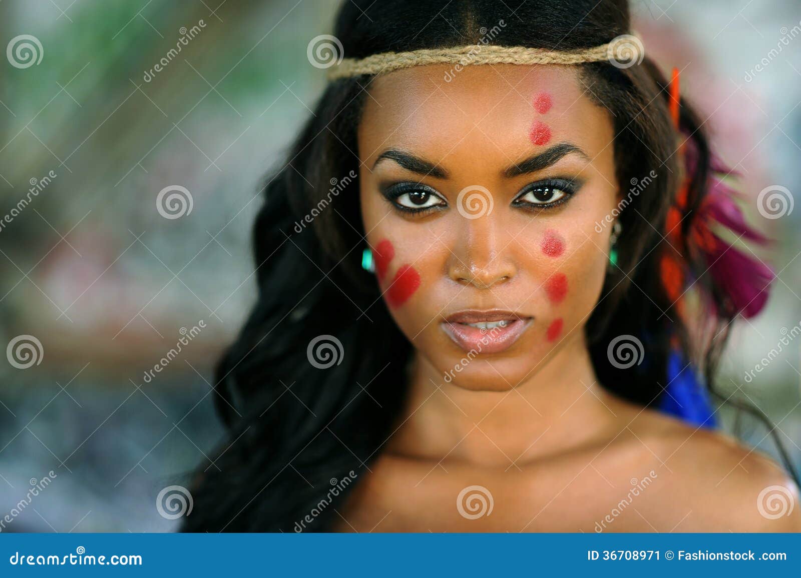 portrait of young beautiful indian cherokee woman stock