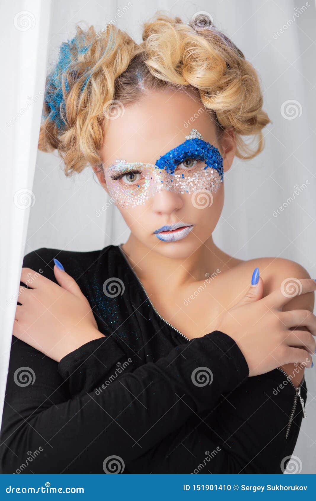 Portrait of a Young Beautiful Lady Stock Photo - Image of blue, girl