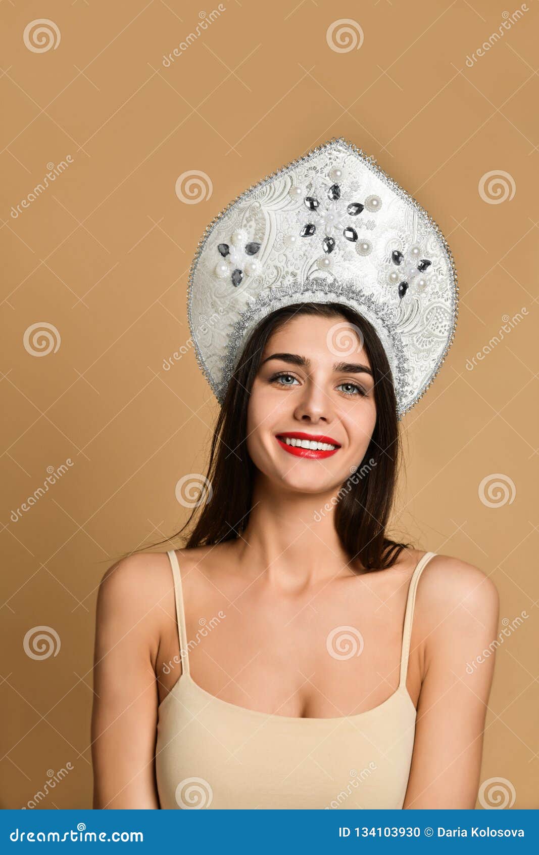 Portrait Of Young Beautiful Serious Girl In Nude Dress And Russian Traditional Hat Kokoshnik Looking At Camera Stock Photo Image Of Glamour Beauty Portrait Of Young Beautiful Serious Girl In Nude Dress And Russian Traditional Hat Kokoshnik Looking At Camera Stock Photo Image Of Glamour Beauty