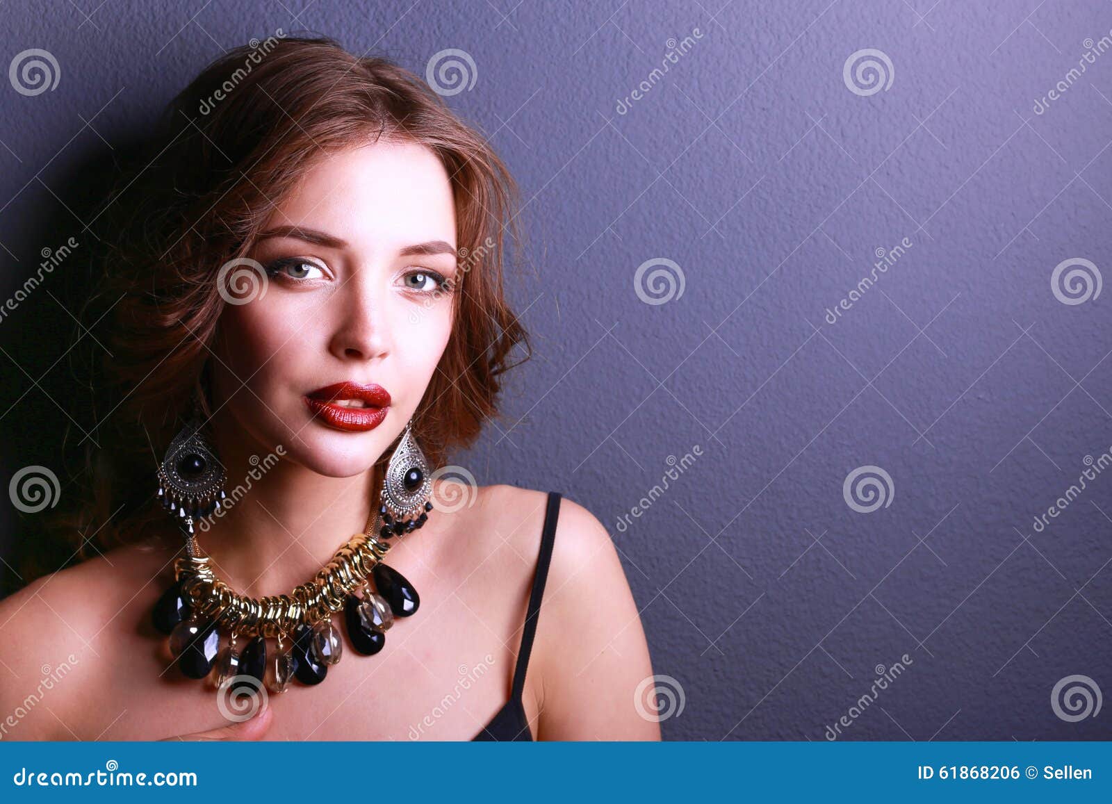 Portrait of Young Beautiful Woman with Jewelry Stock Photo - Image of ...