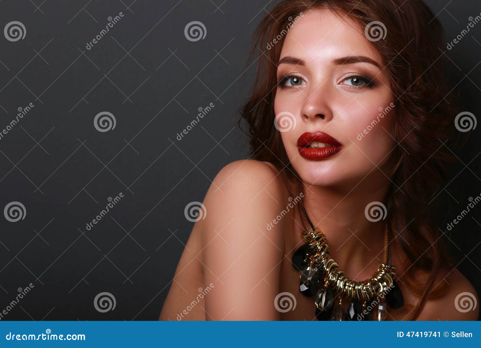 Portrait of Young Beautiful Woman with Jewelry Stock Image - Image of ...