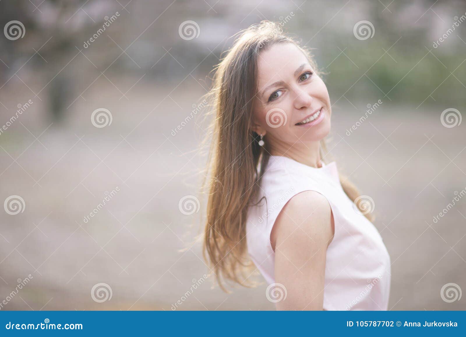 A Young Beautiful Woman in a Pink Dress Stock Photo - Image of tree ...