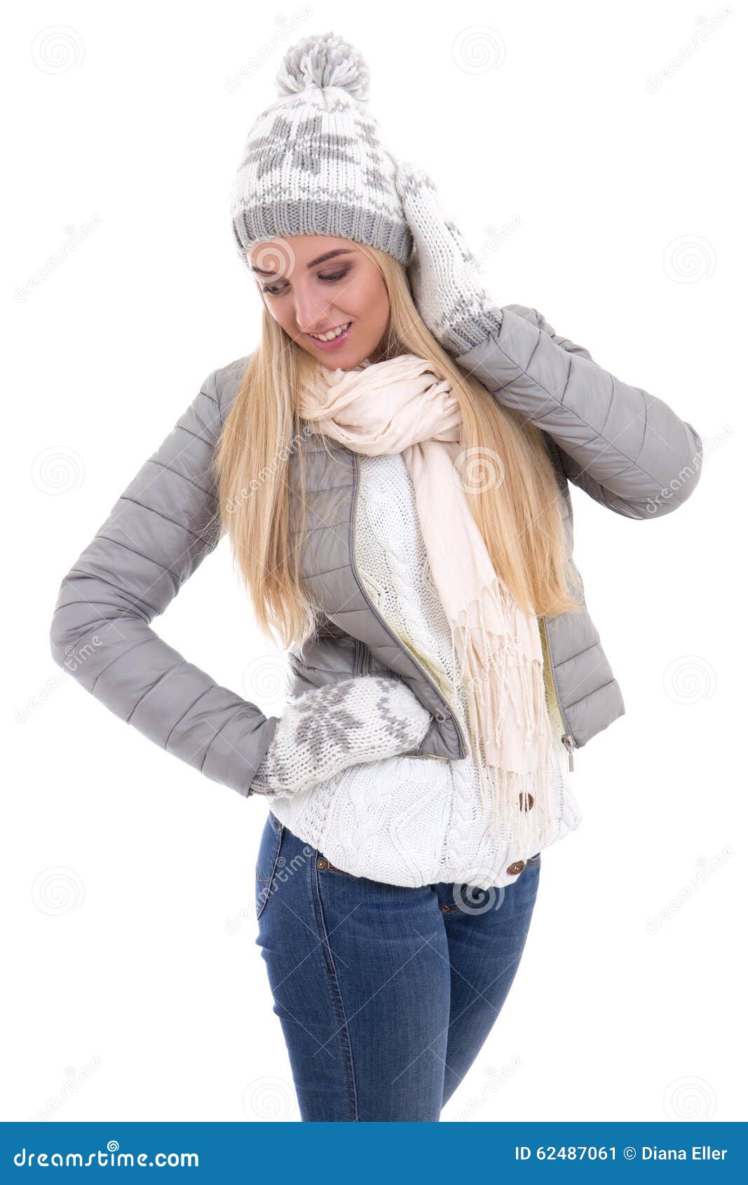 Portrait of Young Beautiful Woman in Winter Clothes Isolated on Stock ...