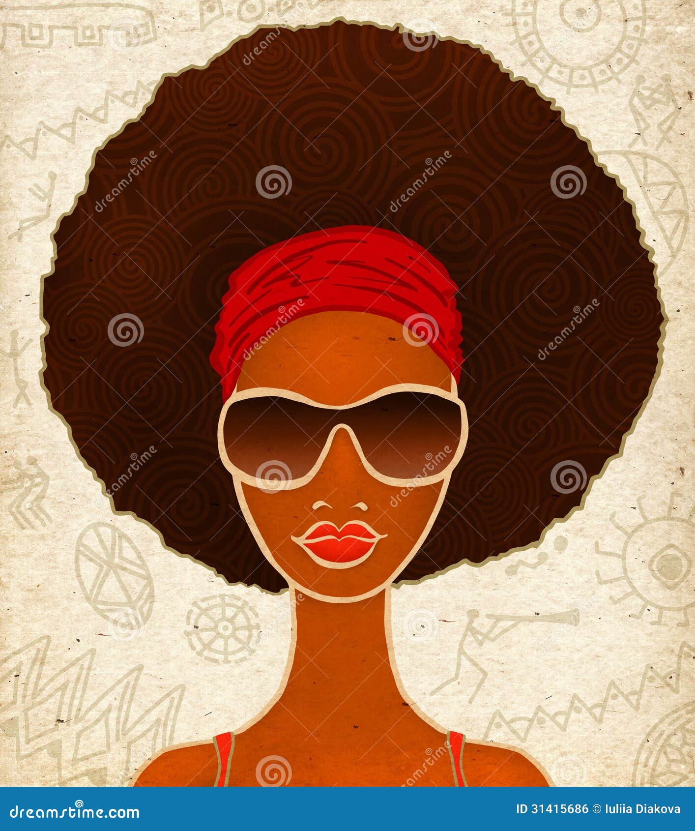 Portrait Of A Young Black Woman On Ethnic Background 