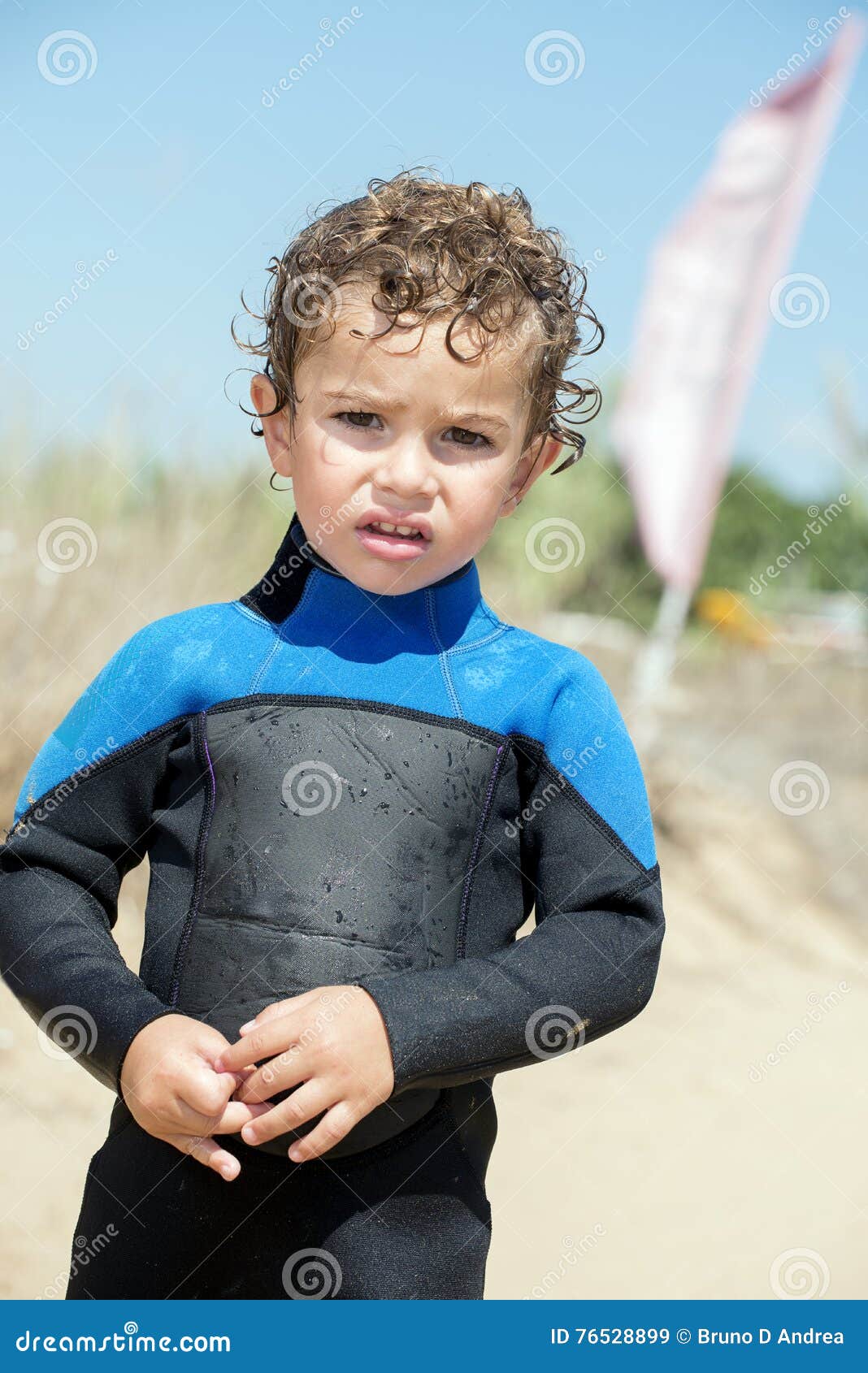 Portrait of Young Boy by the Beach in Diving Suit Stock Image Image