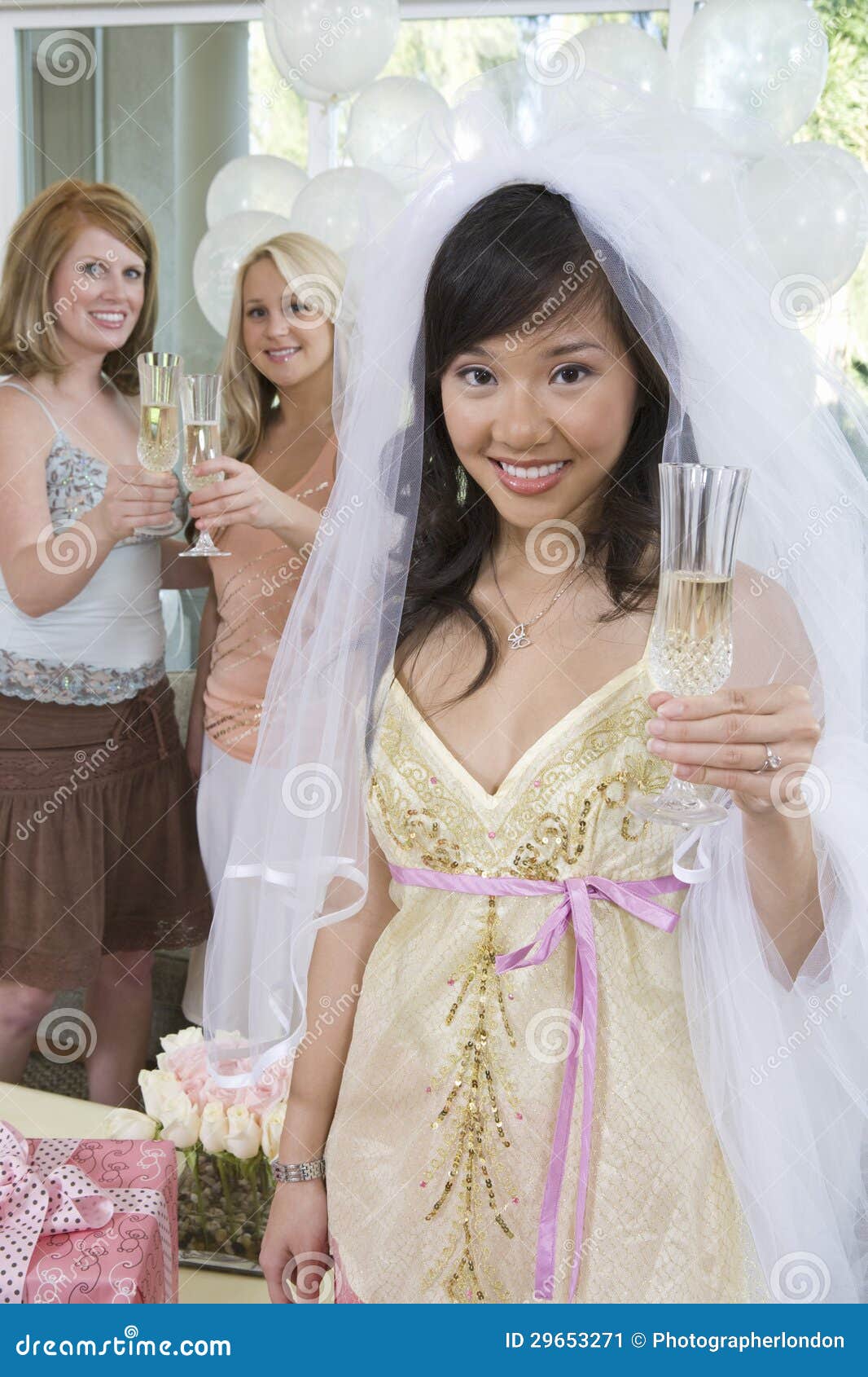 Portrait of Young Bride Holding Champagne Flute Stock Image Image of