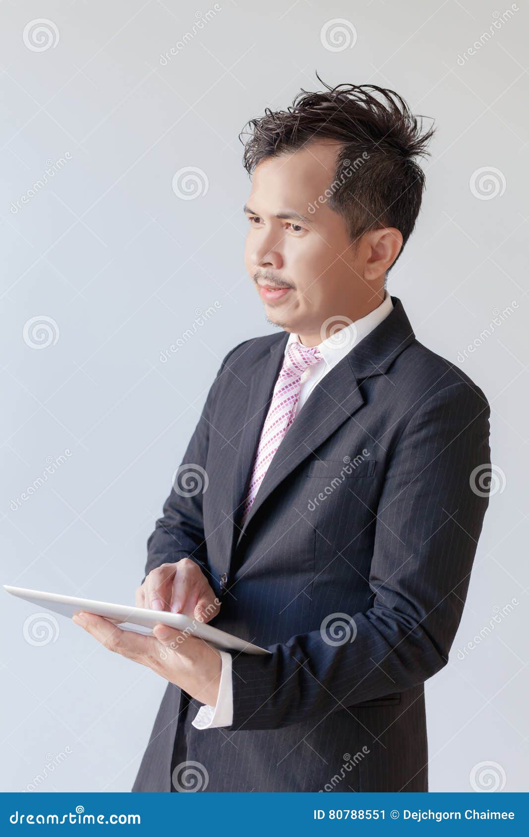 Portrait Young Businessmen Using Touchpad. Stock Image Image of