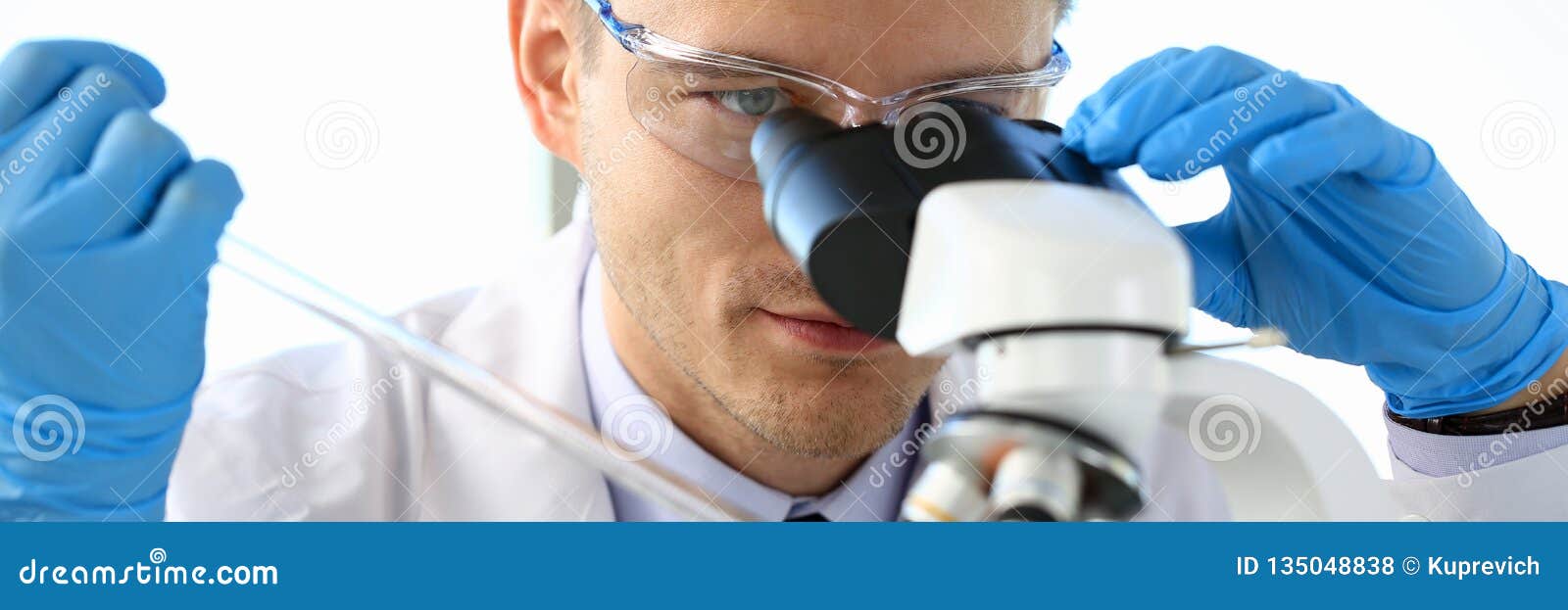 Portrait of a Young Chemist Looking in Binocular Stock Photo Image of fungus, biology 135048838