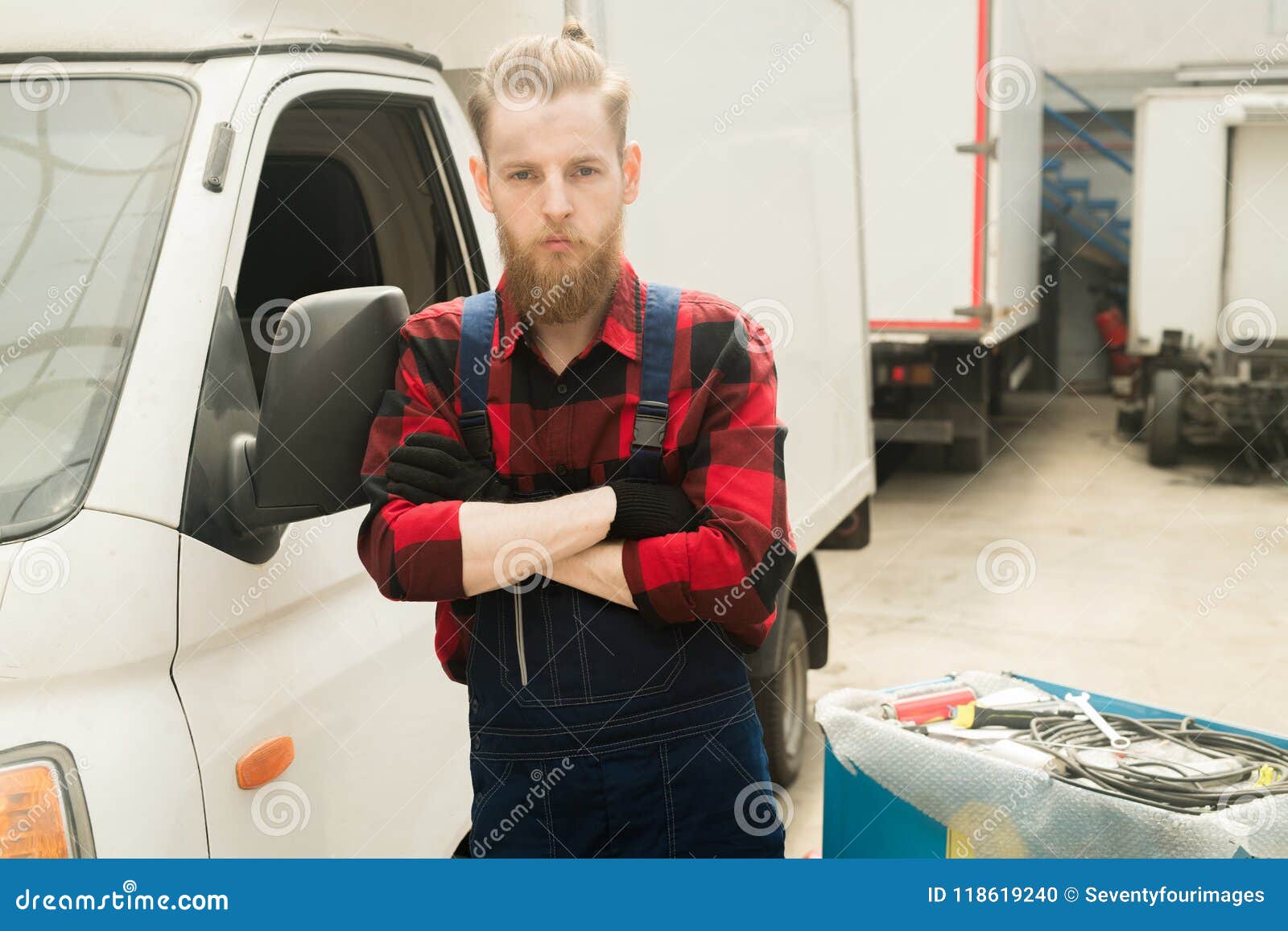 Handsome Car Mechanic At Work Stock Photo Image of looking, confident