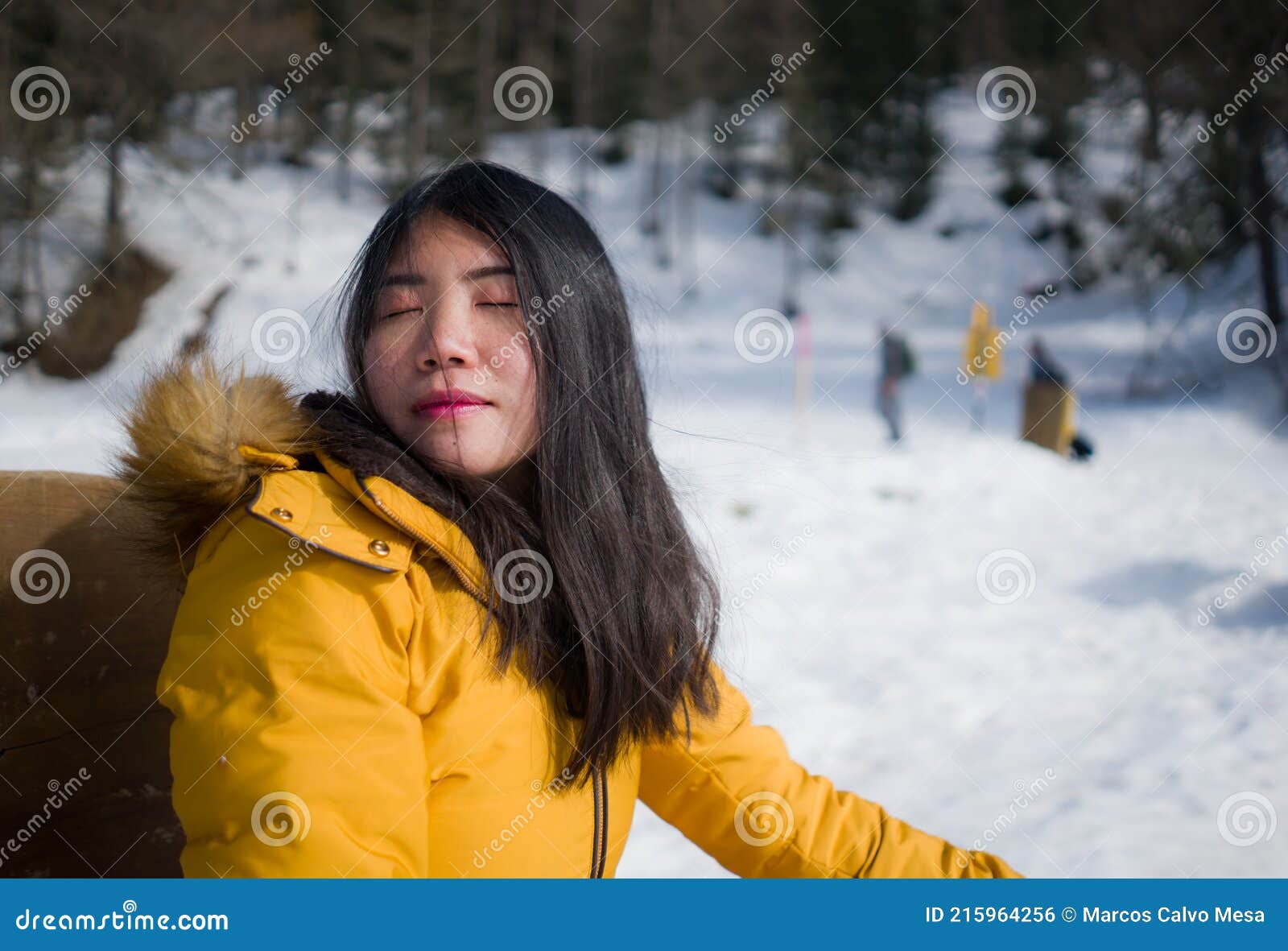 Portrait of Young Cool and Attractive Asian Japanese Woman in Yellow ...