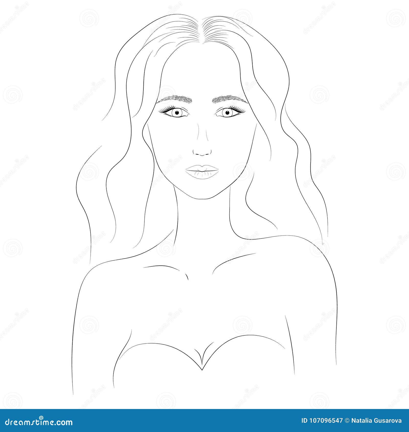 Portrait of a Young Girl. Beautiful Young Woman with Curly Hair Stock  Vector - Illustration of woman, style: 107096547