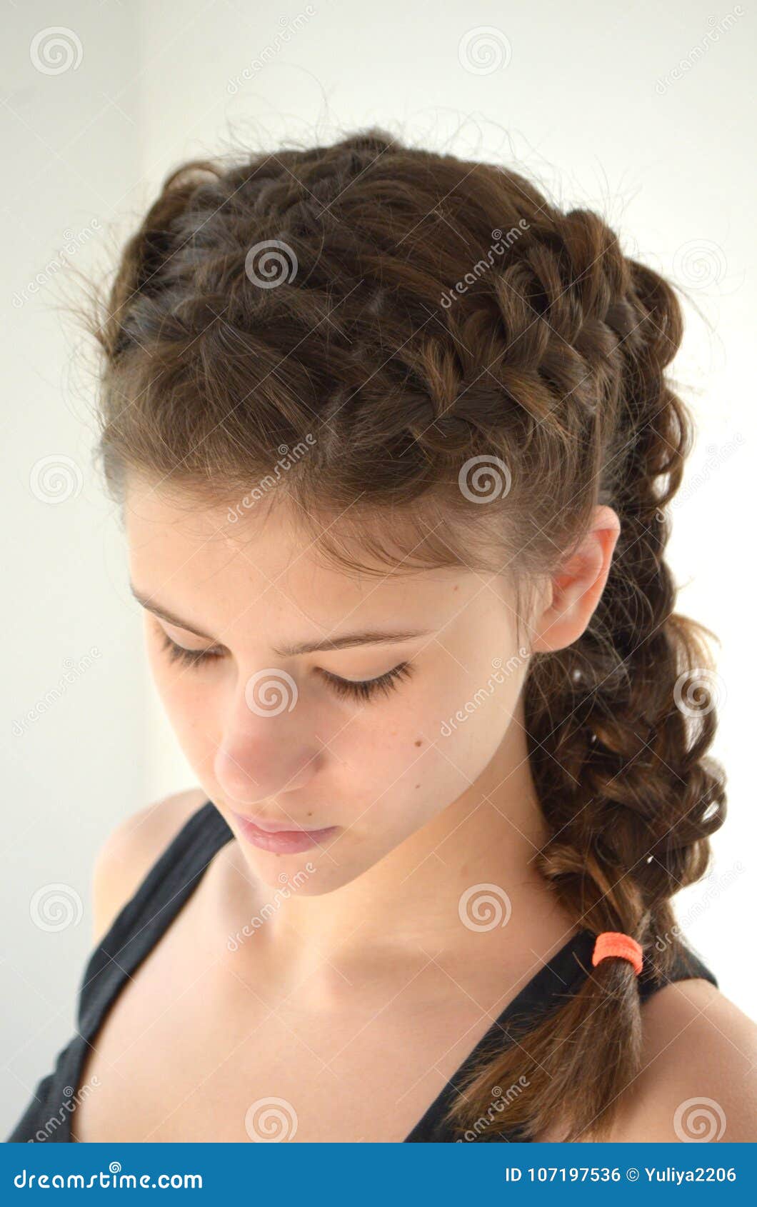 Hairstyle On Medium Length Of Hair Stock Photo Image Of