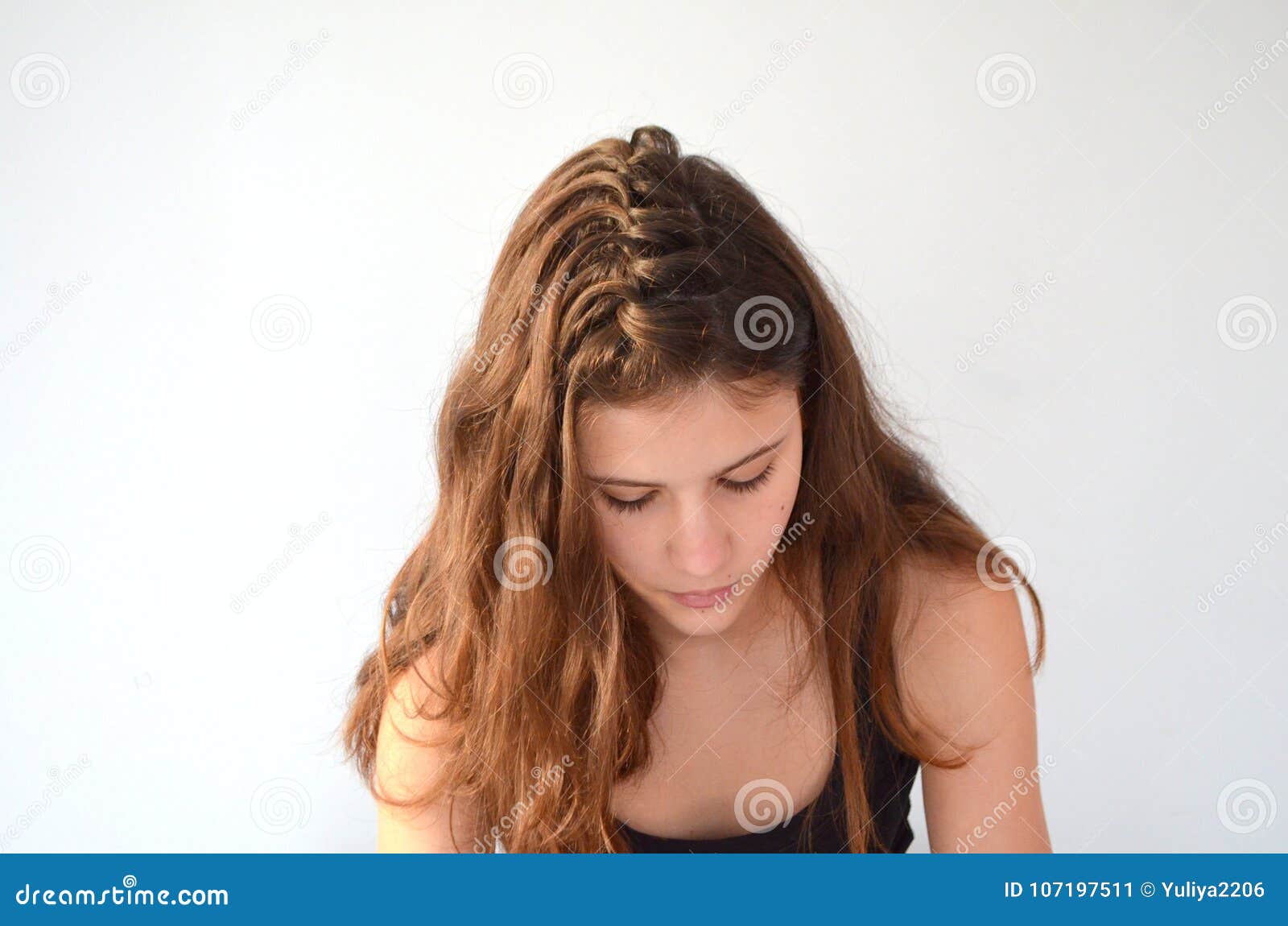 Hairstyle On Medium Length Of Hair Stock Image Image Of