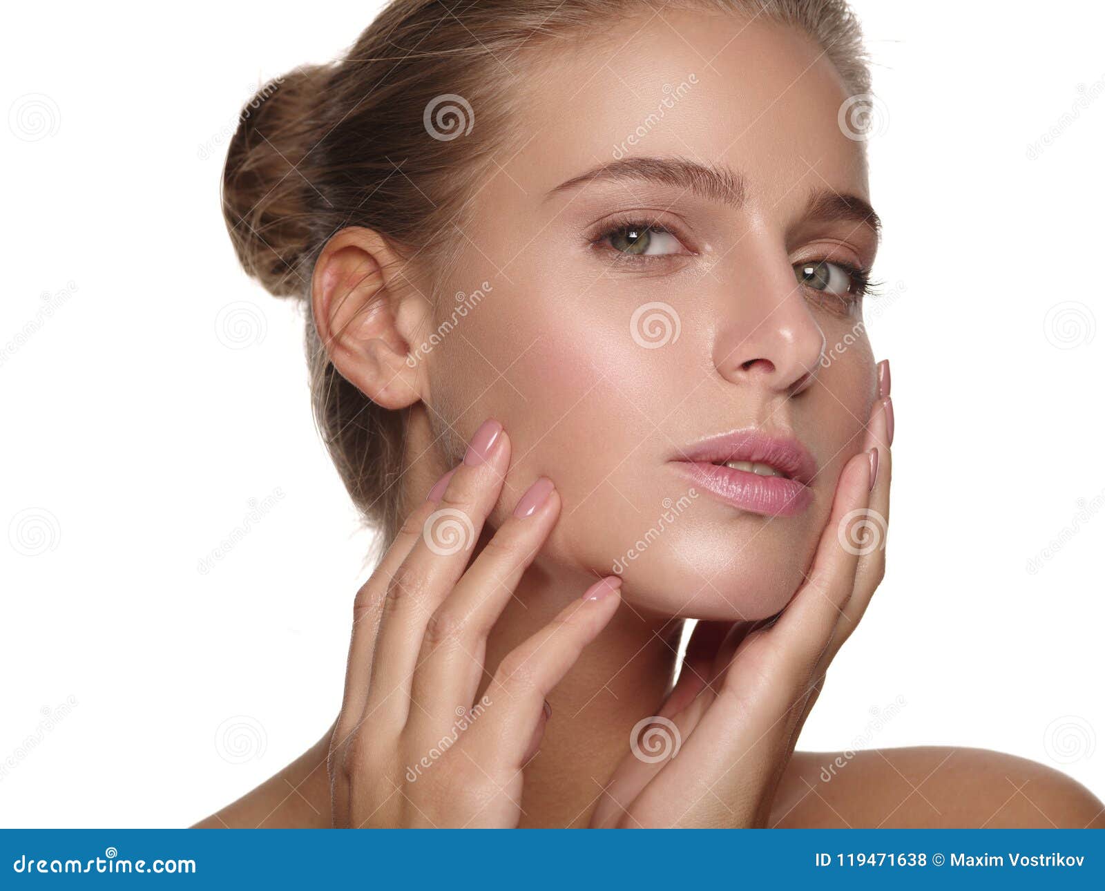 portrait of a young girl with pure and healthy smooth skin without makeup