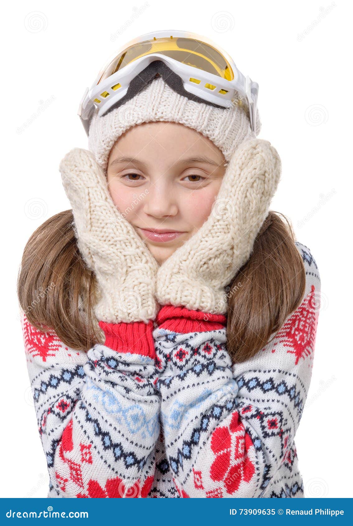 Portrait of a Young Girl with a Winter Cap Stock Image - Image of ...