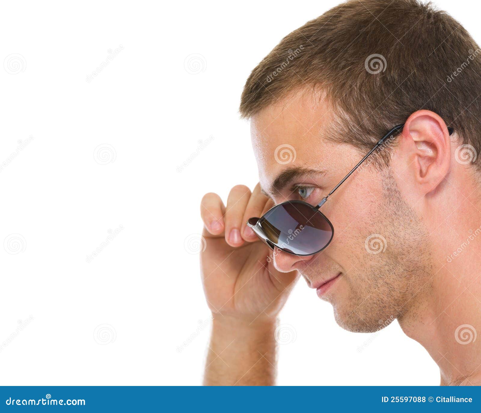 Portrait of Young Guy with Sunglasses in Profile Stock Photo Image of