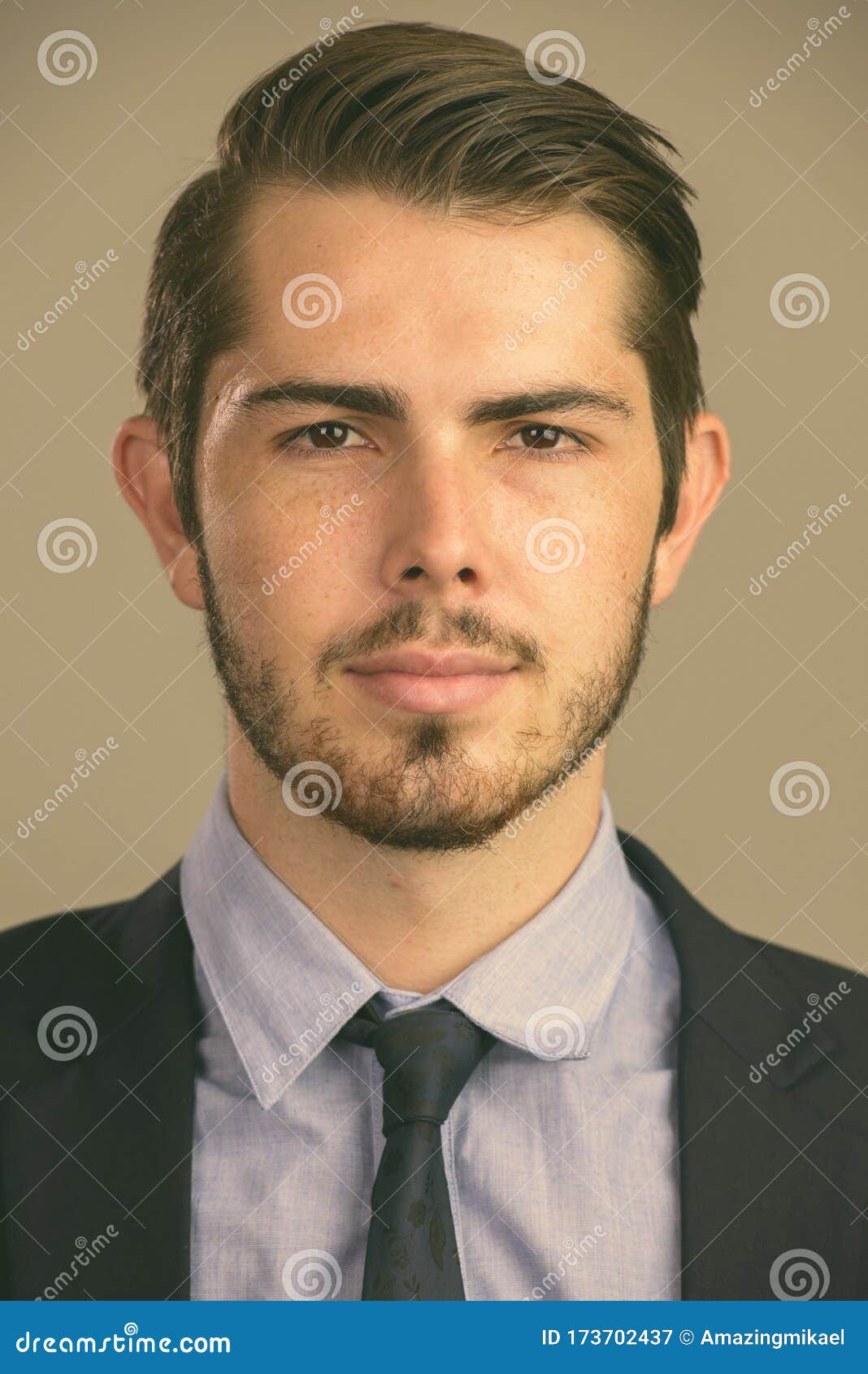 Portrait of Young Handsome Bearded Businessman in Suit Stock Image ...