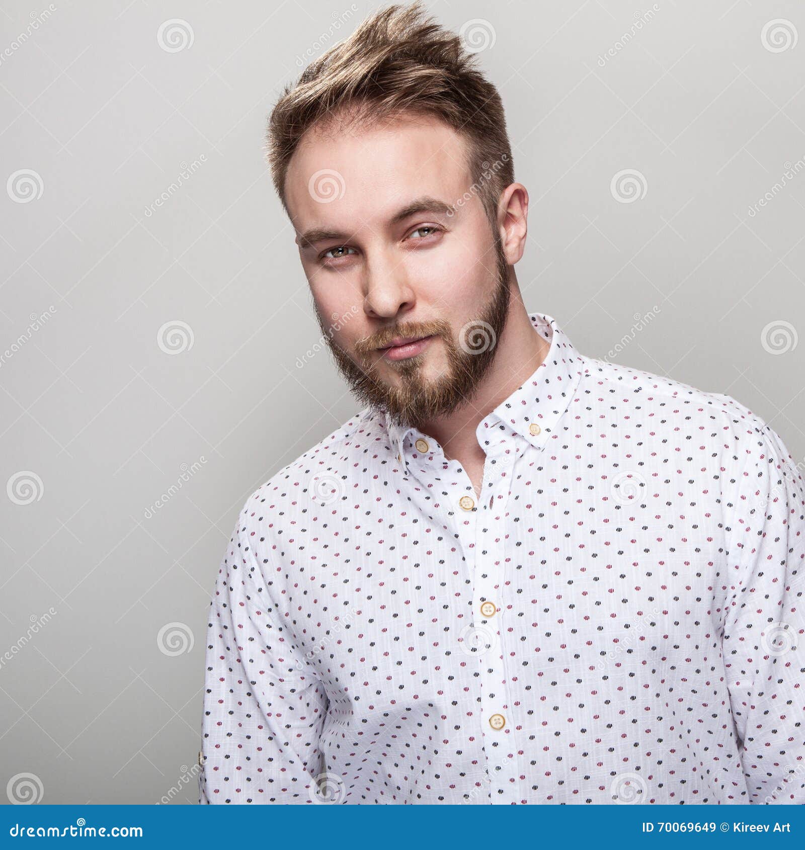 Portrait of Young Handsome Positive Man in White Shirt with an Amusing ...
