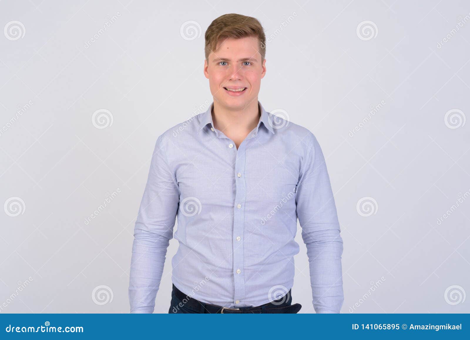 Portrait of Young Happy Blonde Businessman Smiling Stock Image - Image ...