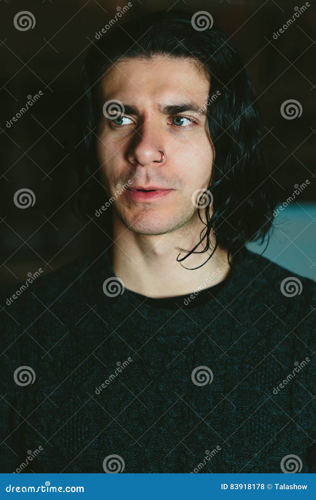 Portrait Of The Young Long-haired Brunette Man Stock Photo - Image of ...