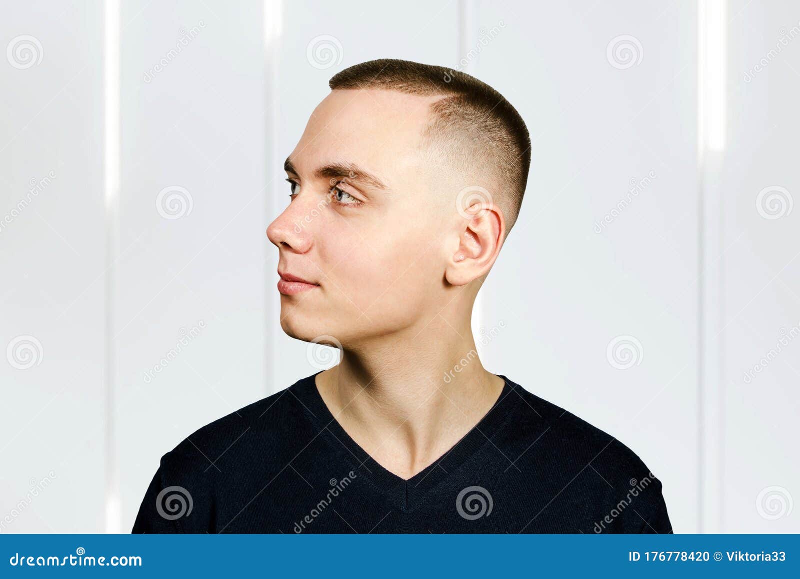 Portrait of Young Man with Caesar Hair Cut, Side View Stock Photo - Image of college, fade: 176778420 Portrait of Young Man with Caesar Hair Cut, Side View Stock Photo - Image of college, fade: 176778420